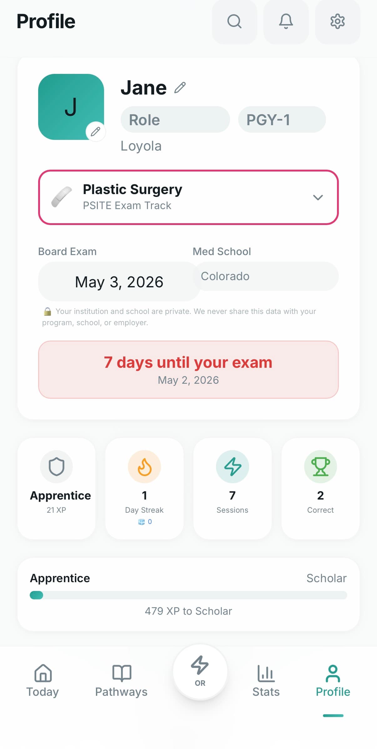 Resident profile in app
