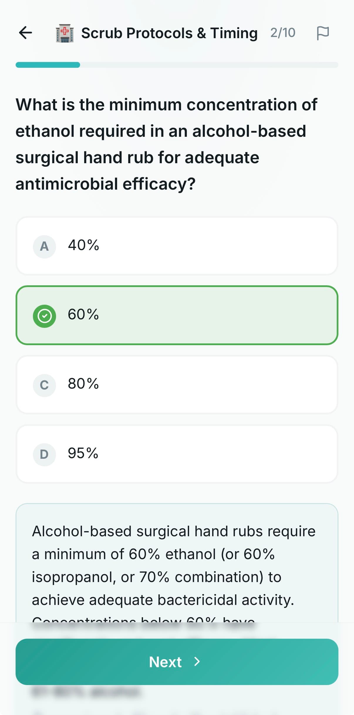 Question explanation with distractor breakdown